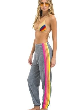 Aviator Nation 5 STRIPE SWEATPANTS GREY / NEON